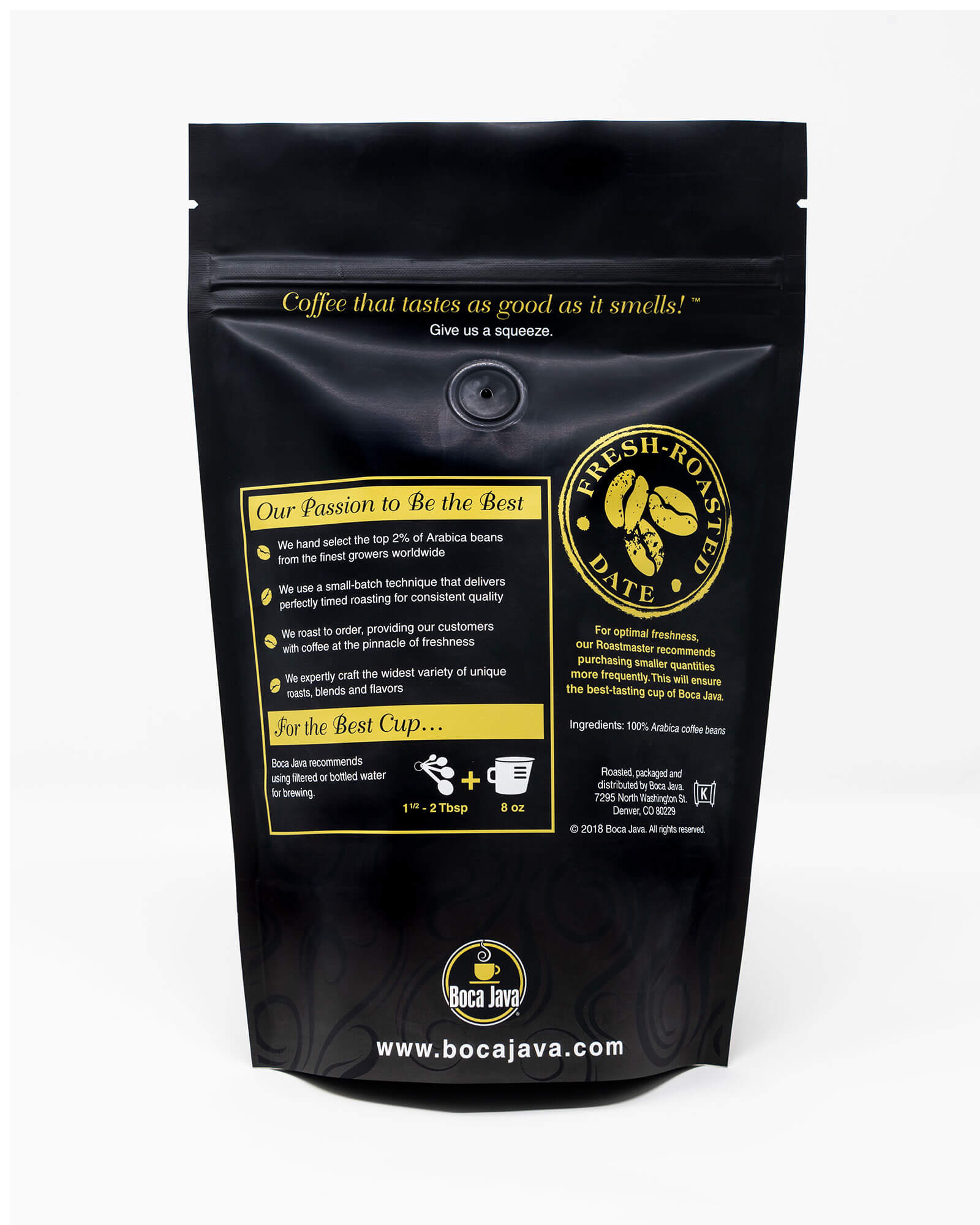 Back of Light Up Las Olas Coffee package